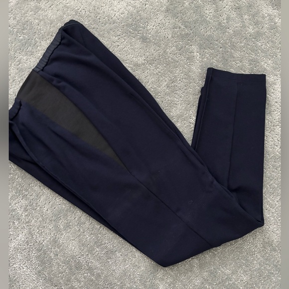 Lafayette 148 New York Navy Blue Black Insert Pull-on Long Slim Pant XL - Picture 1 of 4
